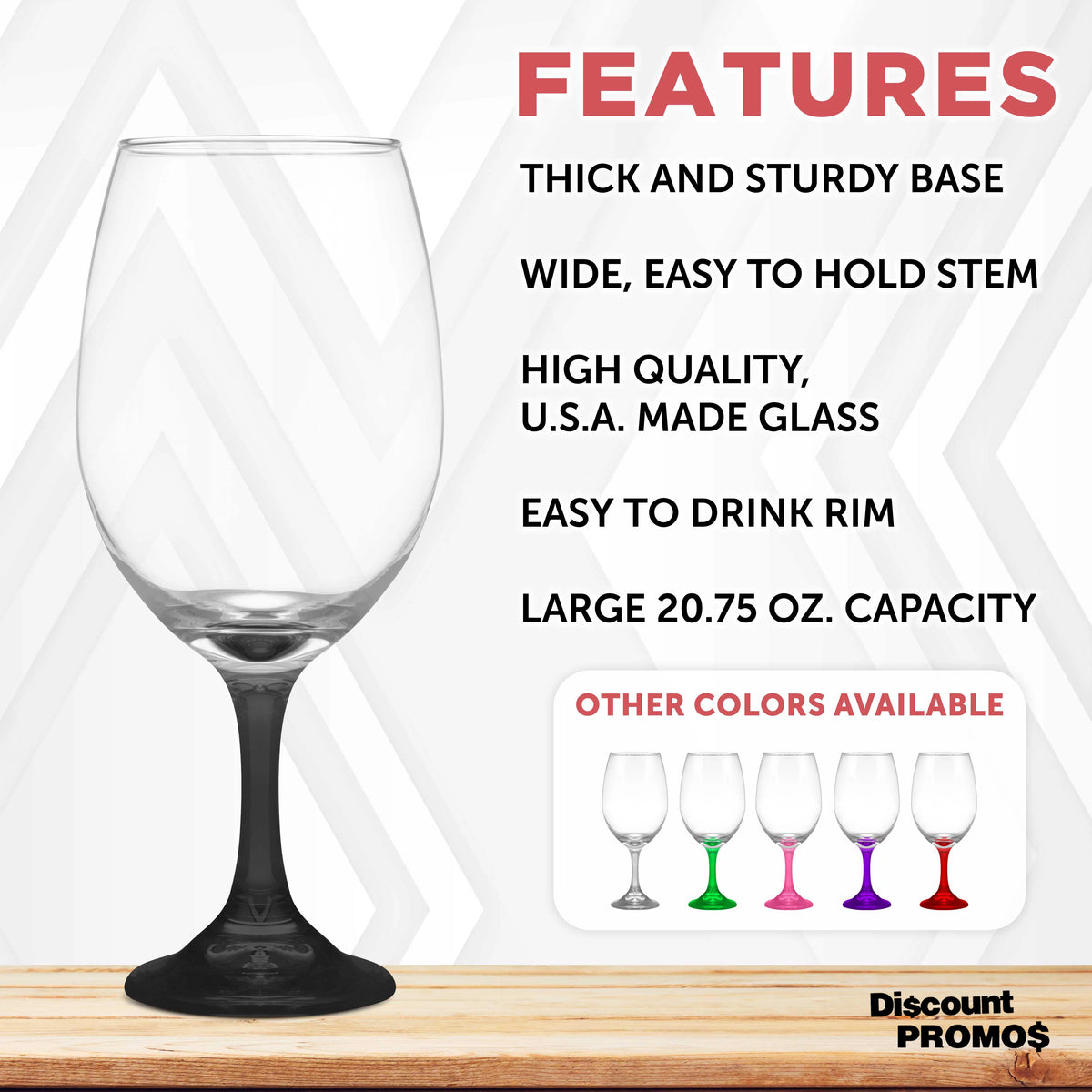 Wine Glasses 20.75 oz. Set of 10 Black V3731