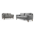 Light Gray Solid Wood Leather Match Loveseat and Sofa I56799