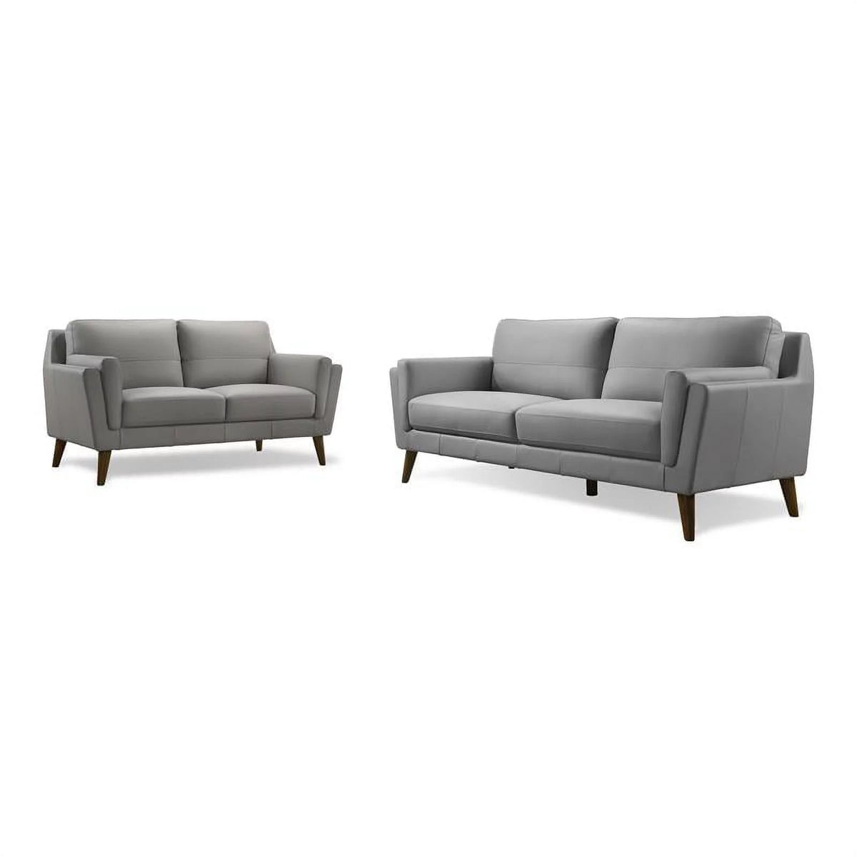 Light Gray Solid Wood Leather Match Loveseat and Sofa I56799