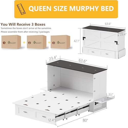 Queen Murphy Bed with Storage and Charging Station B6893