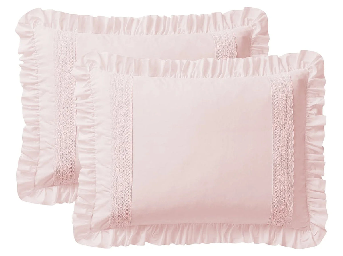 Pink Crochet Stripe 4-Piece Microfiber Comforter Set A2287