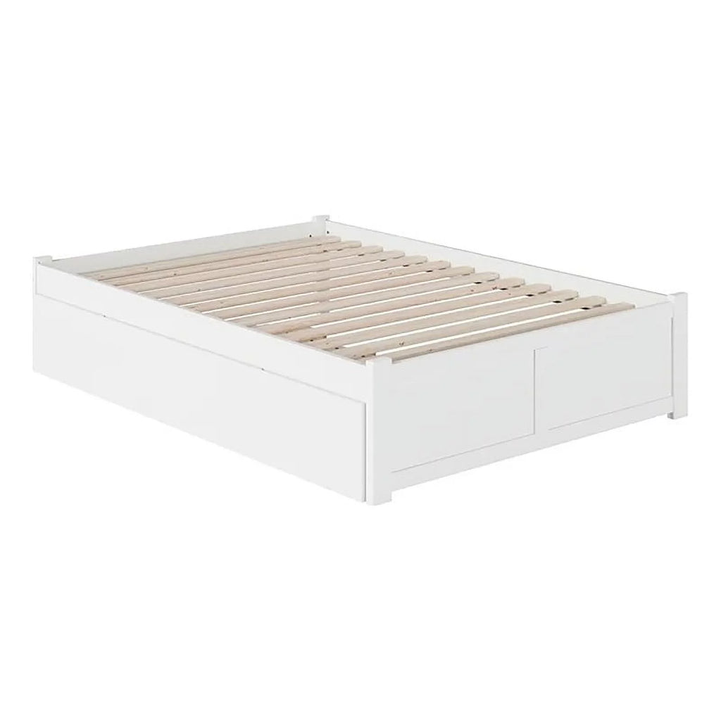 White Full Hardwood Storage Platform Bed A671575