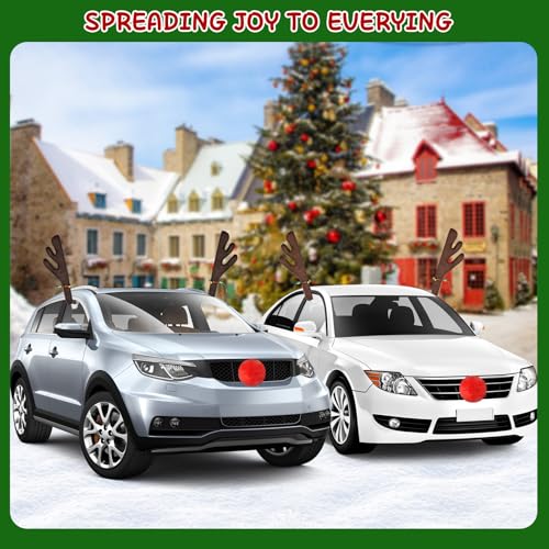 2 Pack Red Nose Car Antler Christmas Decorations O948323