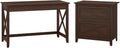 Pure White Oak Writing Desk with 2 Drawer File Cabinet D646