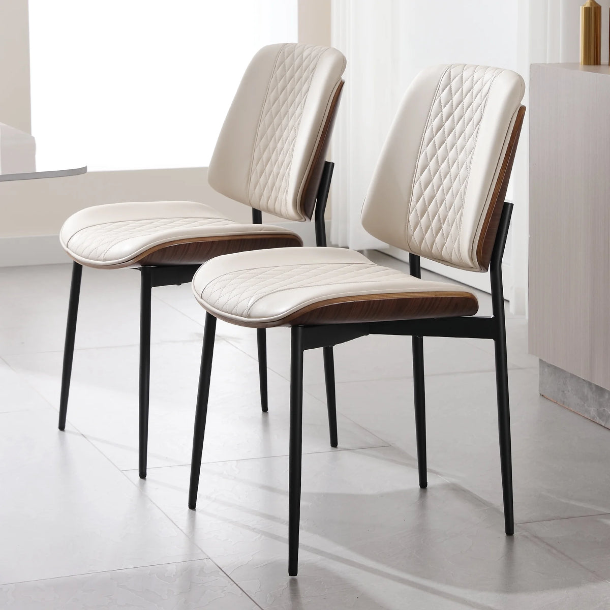 Mid Century Modern Faux Leather Dining Chairs Set of 2 K275224