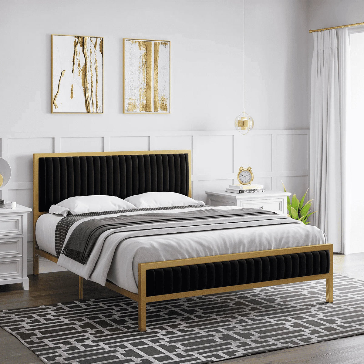 Full Size Velvet Upholstered Platform Bed Frame J652