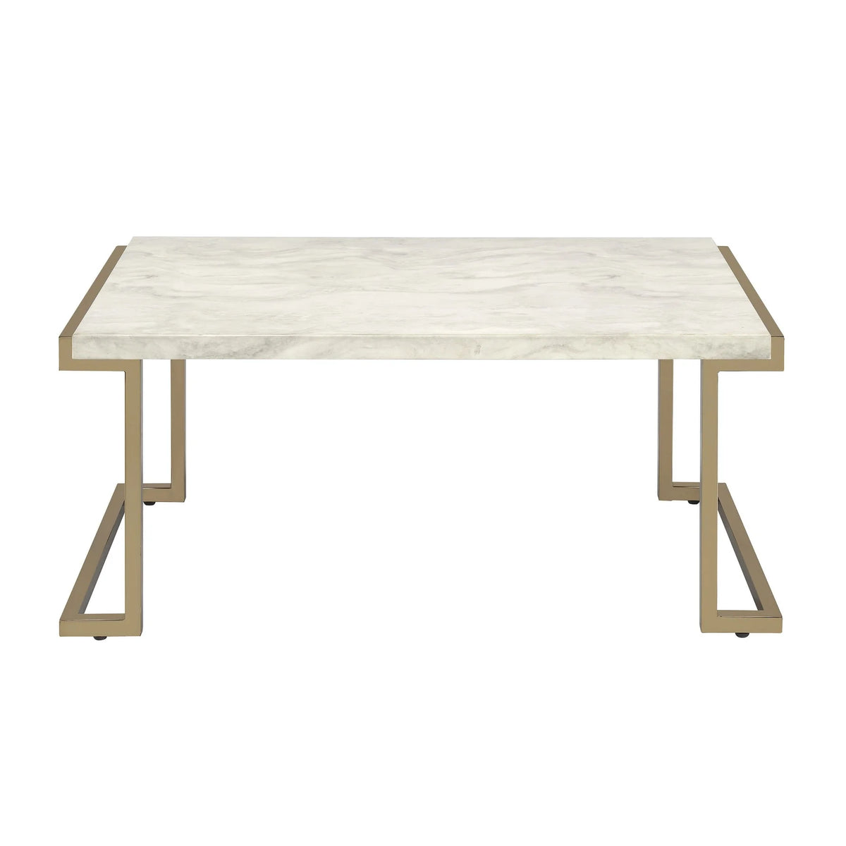 Faux Marble Champagne Sled Base Coffee Table V2243