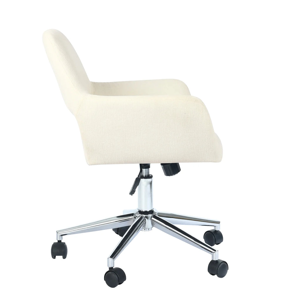 Cream Beige Fabric Swivel Office Chair U2989
