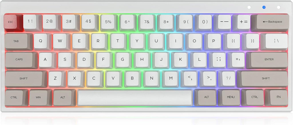 60% Mechanical Gaming Keyboard Hot Swappable RGB Backlit 61 Key Wireless Wired Programmable Black R223