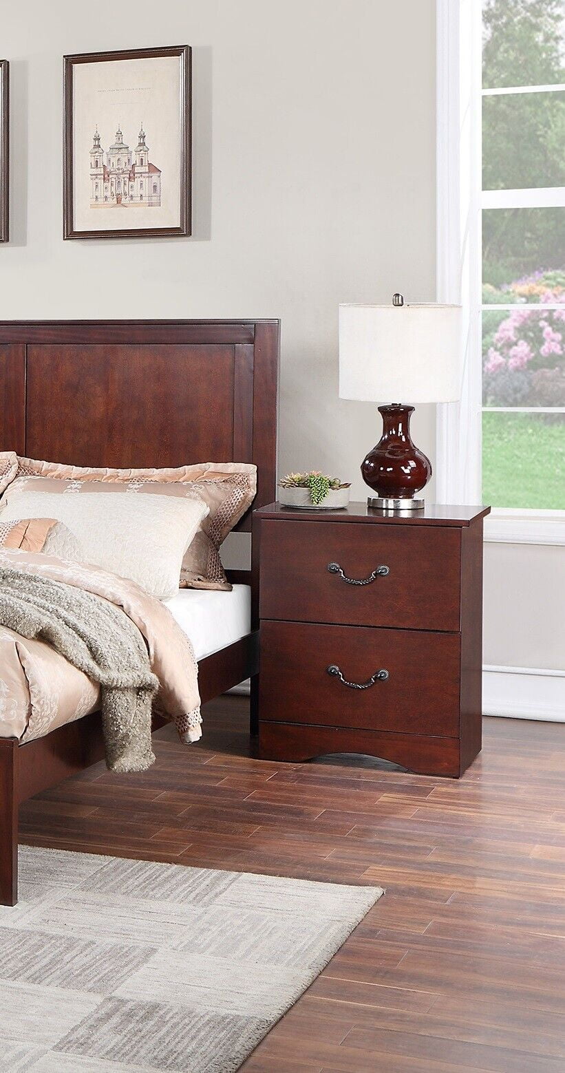 3pc Queen Size Wooden Bed Set with 2 Nightstands D8330