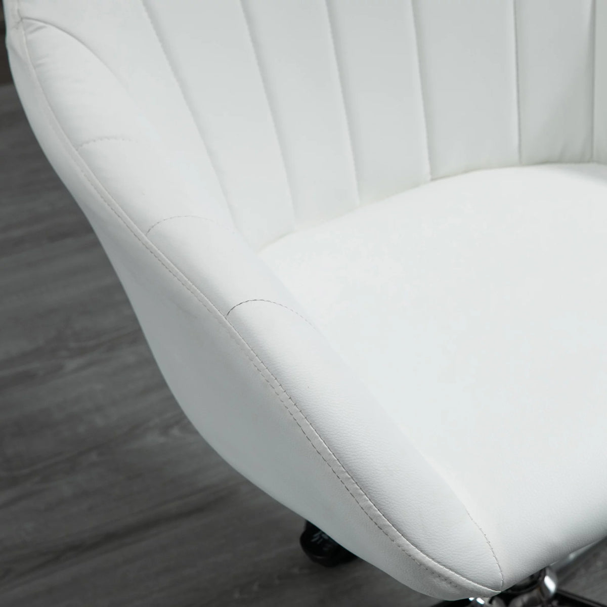 White Steel Task Chair with Swivel and Adjustable Height I5263