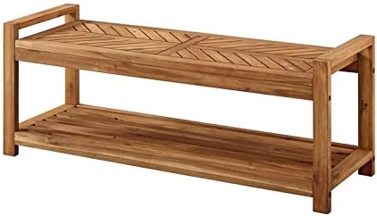 48 Chevron Acacia Wood Patio Storage Bench O13057