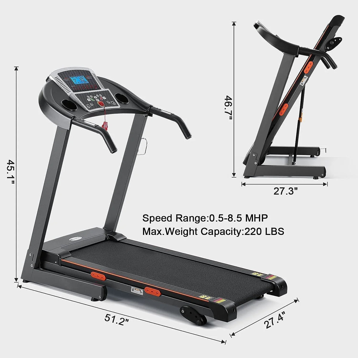 Foldable Electric Treadmill with 15 Pre-Set Programs Q5104