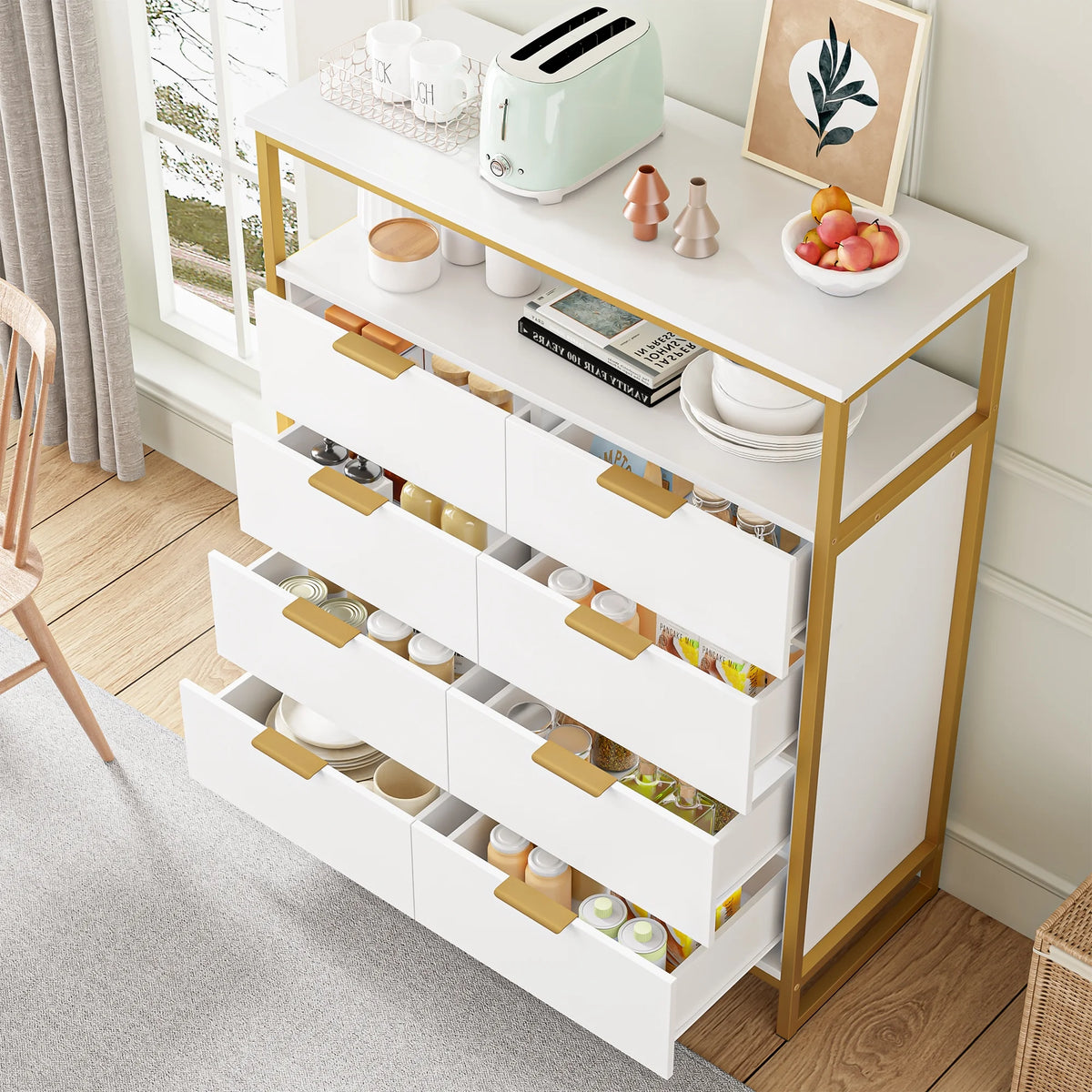 White 8 Drawer Wood Dresser H23742