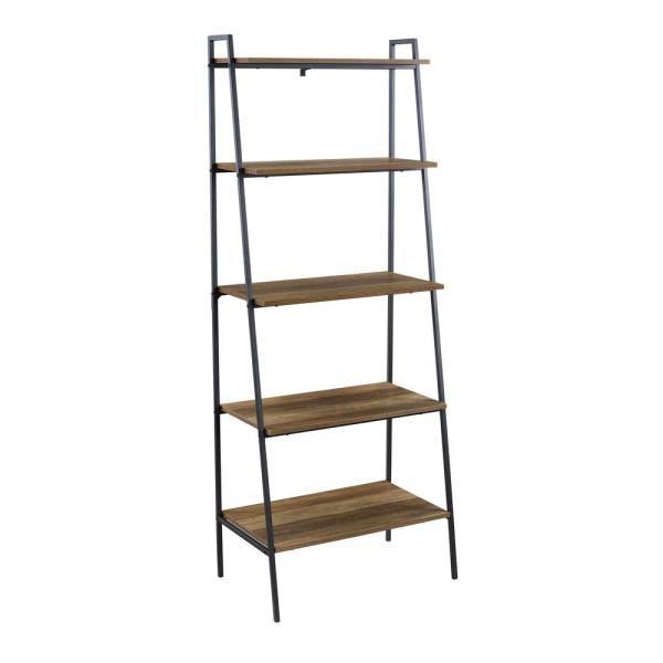 72 in. Reclaimed Barnwood Ladder Bookcase T9062