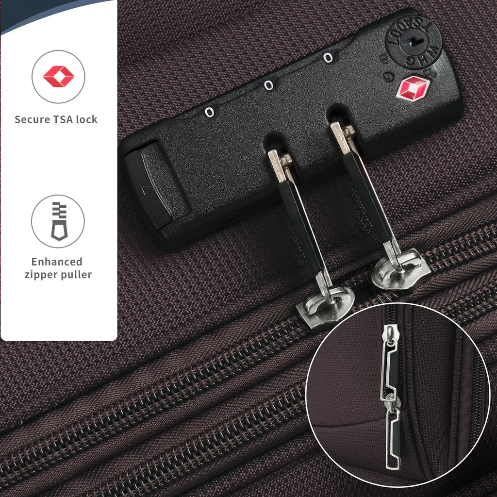 3 PCS Lightweight Expandable Softside Luggage Set with Spinner Wheel and TSA Lock H68316