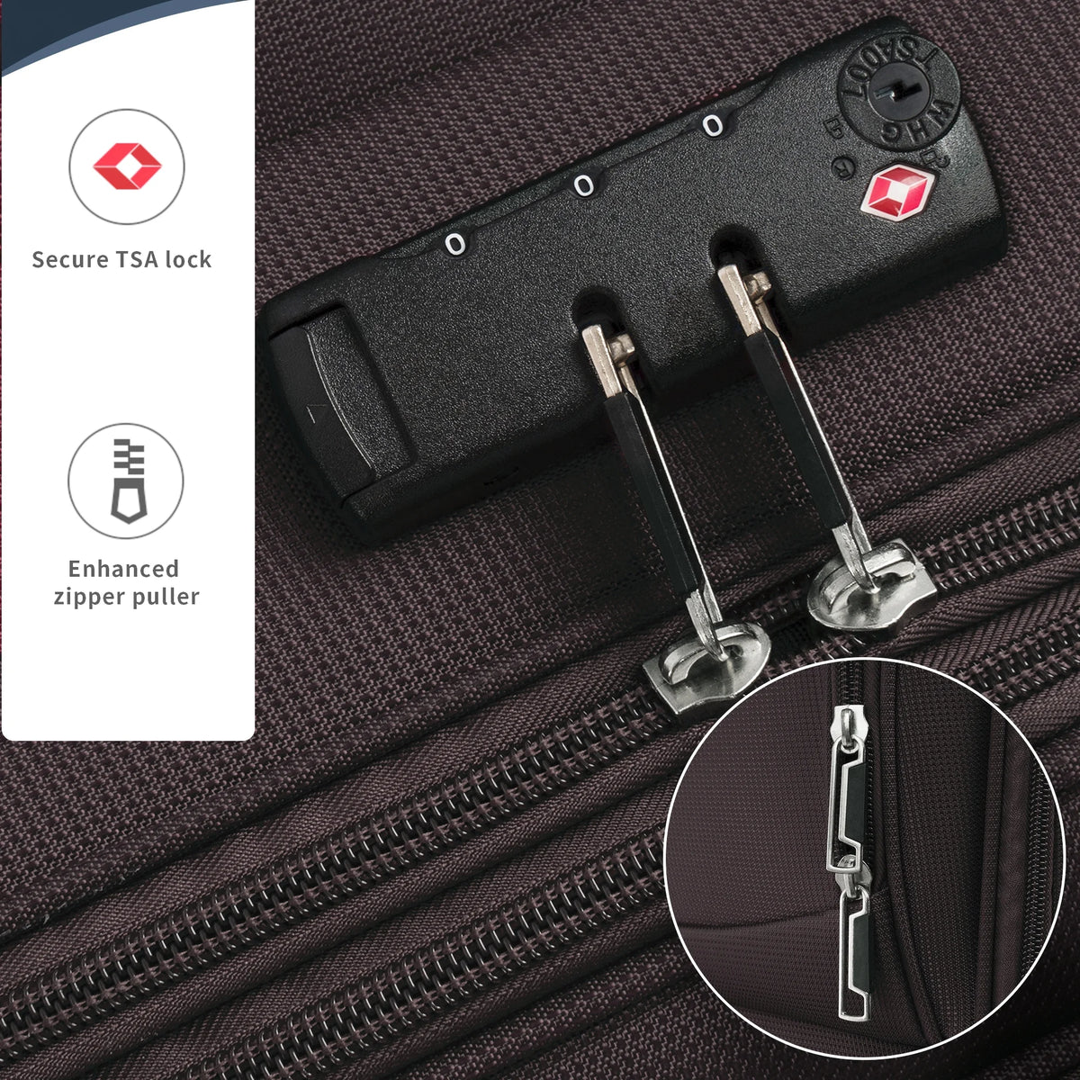 3 PCS Lightweight Expandable Softside Luggage Set with Spinner Wheel and TSA Lock H68316
