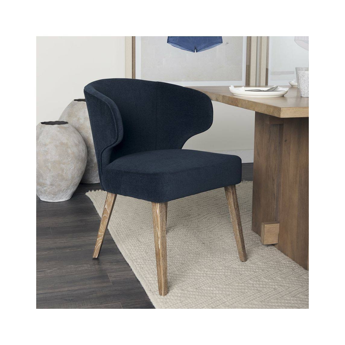 Navy Fabric Wingback Dining Chair U1182