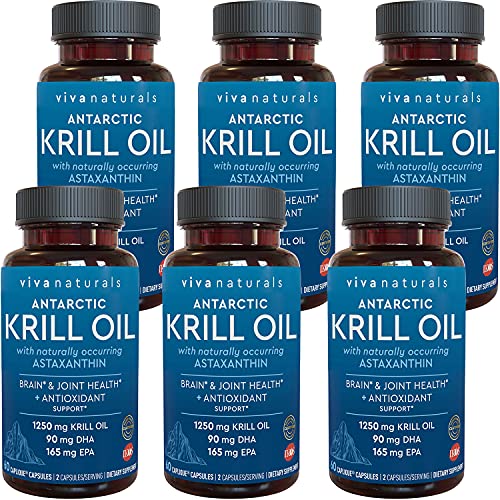 Krill Oil 1250 mg Omega 3 EPA DHA Astaxanthin 6 Pack W3775