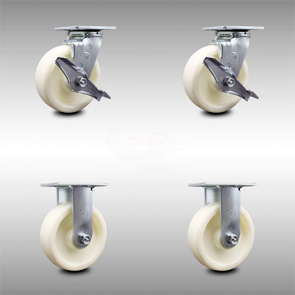Stainless Steel Swivel Top Plate Caster with 5 x 2 White Wheel F24779