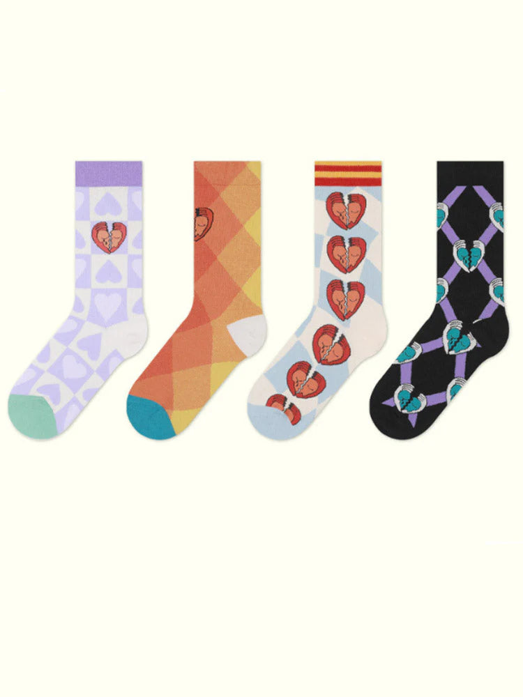 Cartoon Broken Heart Socks V4780