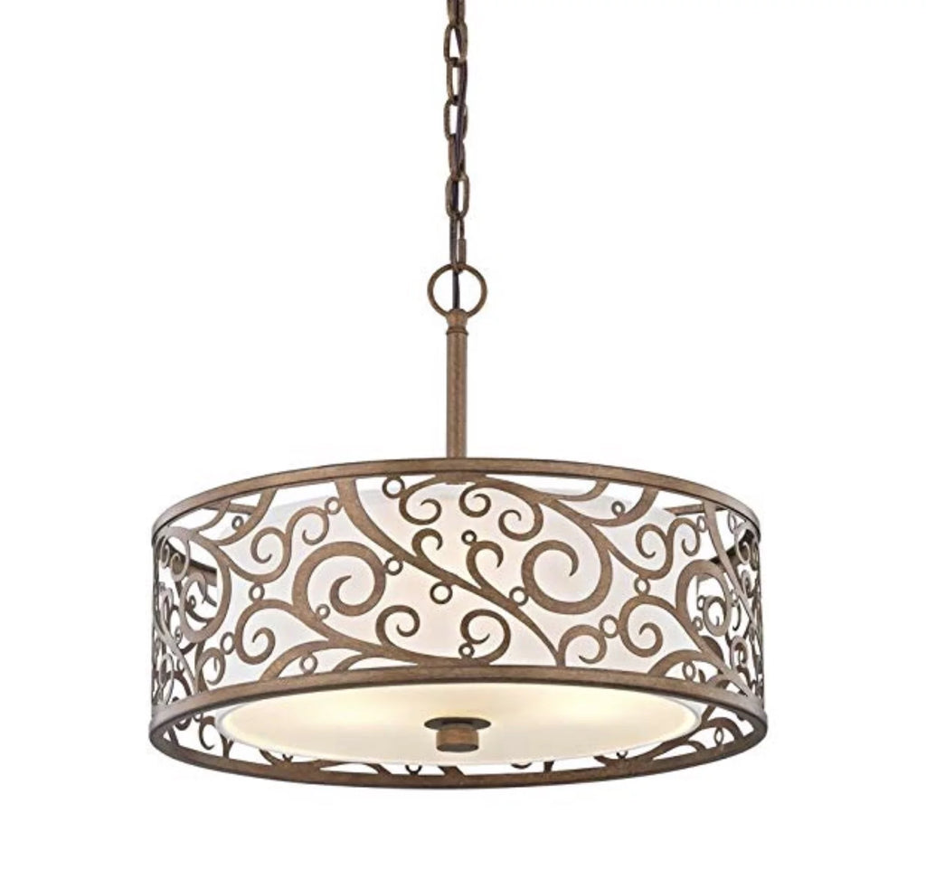 3-Light Burnished Gold Pendant Frosted Glass B247