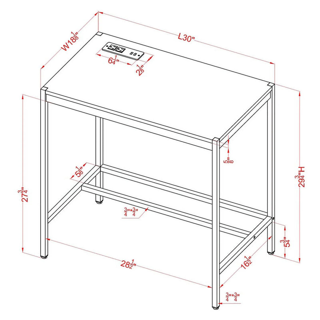 Aruba Blue Wood Writing Desk with USB Port A300