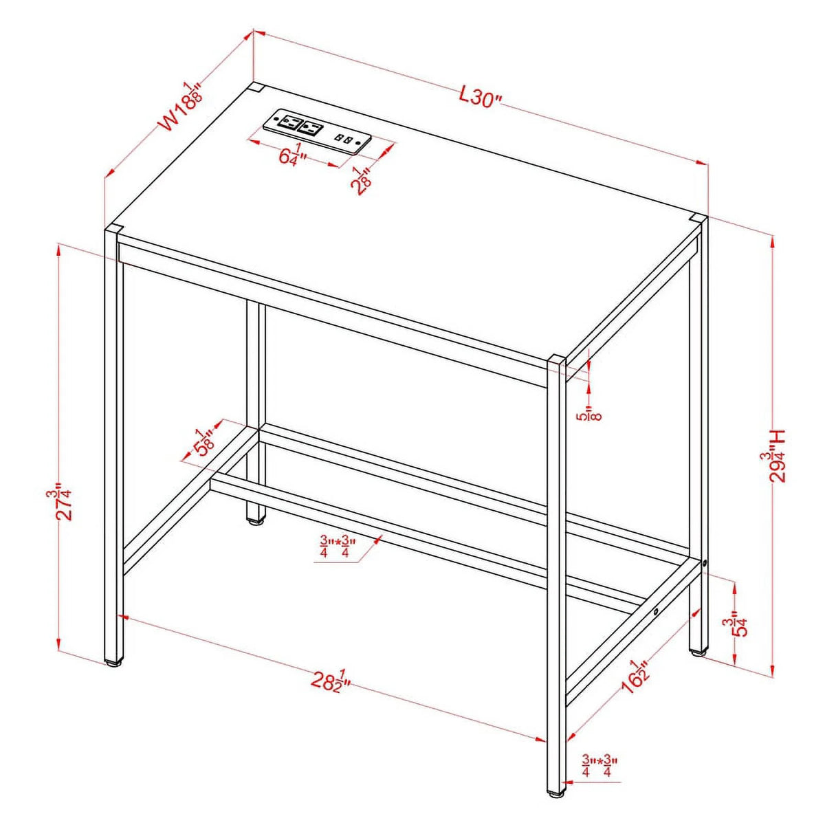Aruba Blue Wood Writing Desk with USB Port A300