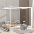 White Pine Wood Queen Size Canopy Platform Bed Q112187