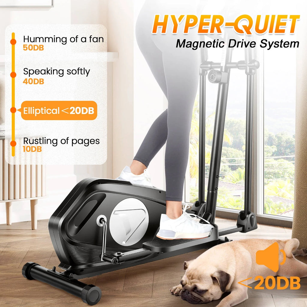 Elliptical Machine with Heart Rate Sensor LCD Monitor 15inch Stride Length Black Y2827