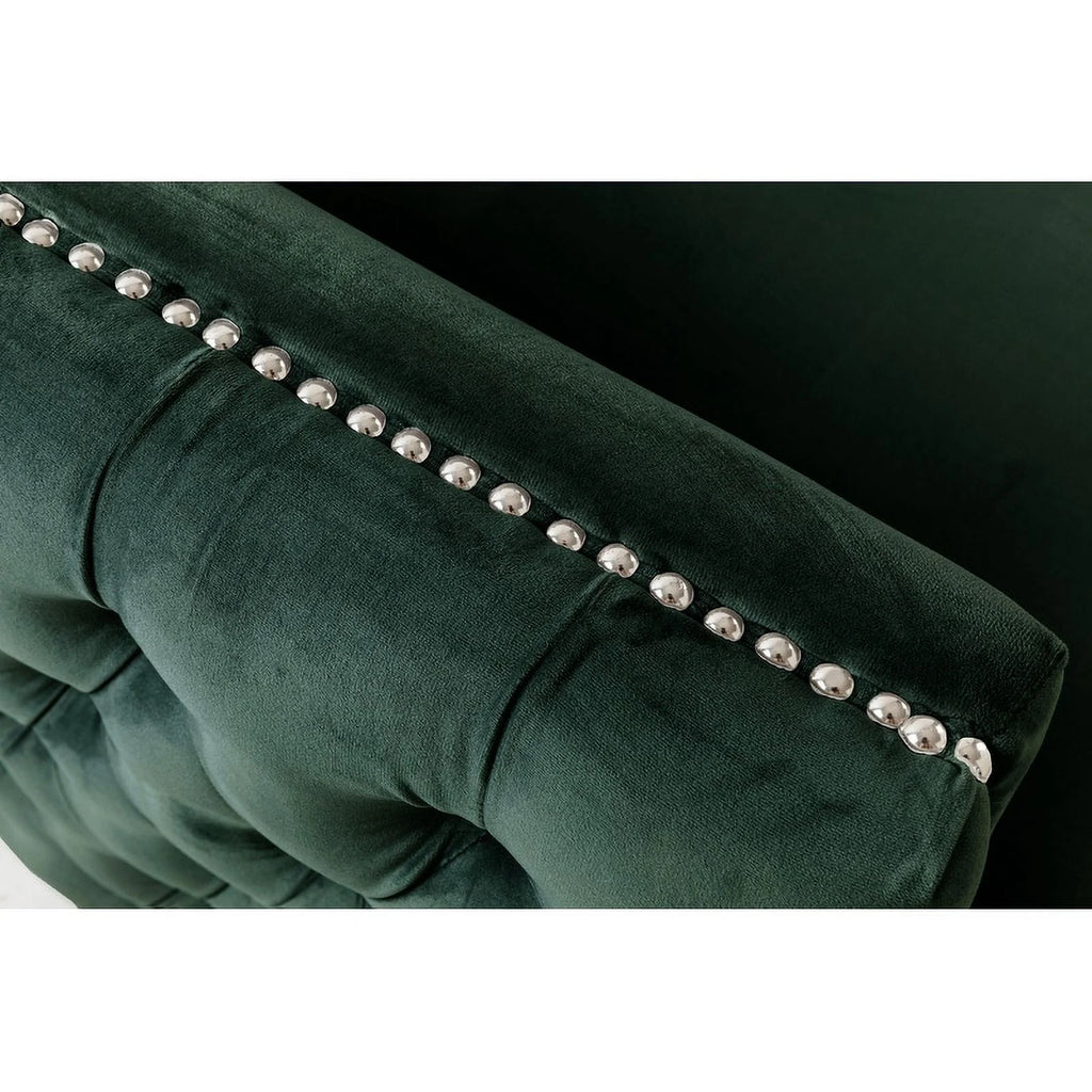 Green Velvet Accent Chair with Pillow K106786
