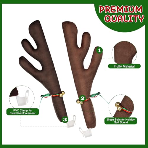 2 Pack Red Nose Car Antler Christmas Decorations O948323