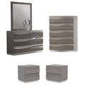 4-Piece Bedroom Set with Chest Dresser and 2 Nightstand in Gray Z892617