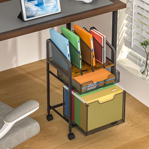 White Rolling File Cabinet with Adjustable Dividers L12772