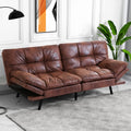 Leather Convertible Memory Foam Futon Sofa Bed with Mattress D155