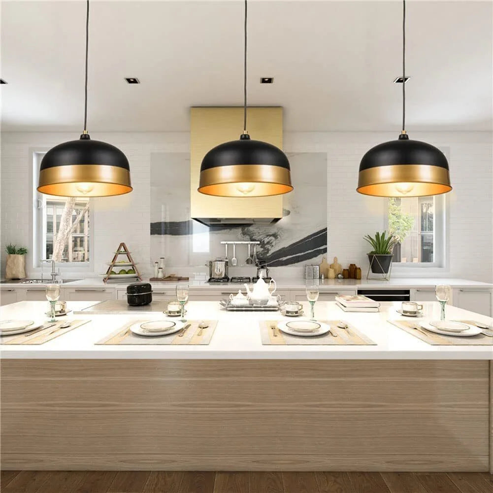 Black and Gold Metal Pendant Light J85783