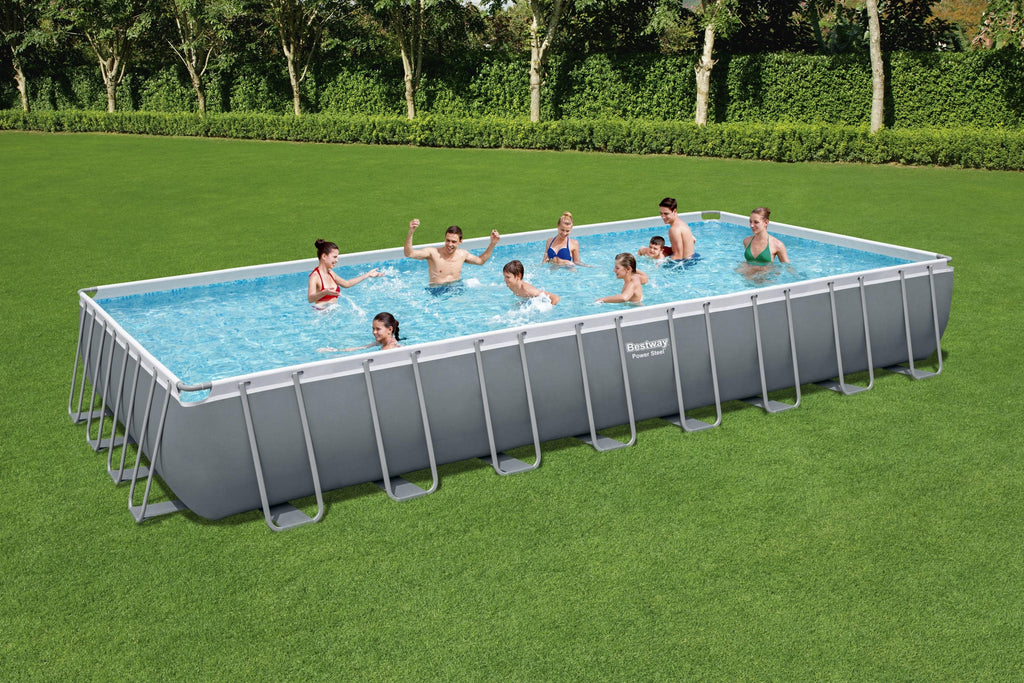 Power Steel 31'4 x 16' x 52 Rectangular Above Ground Pool Set L413353