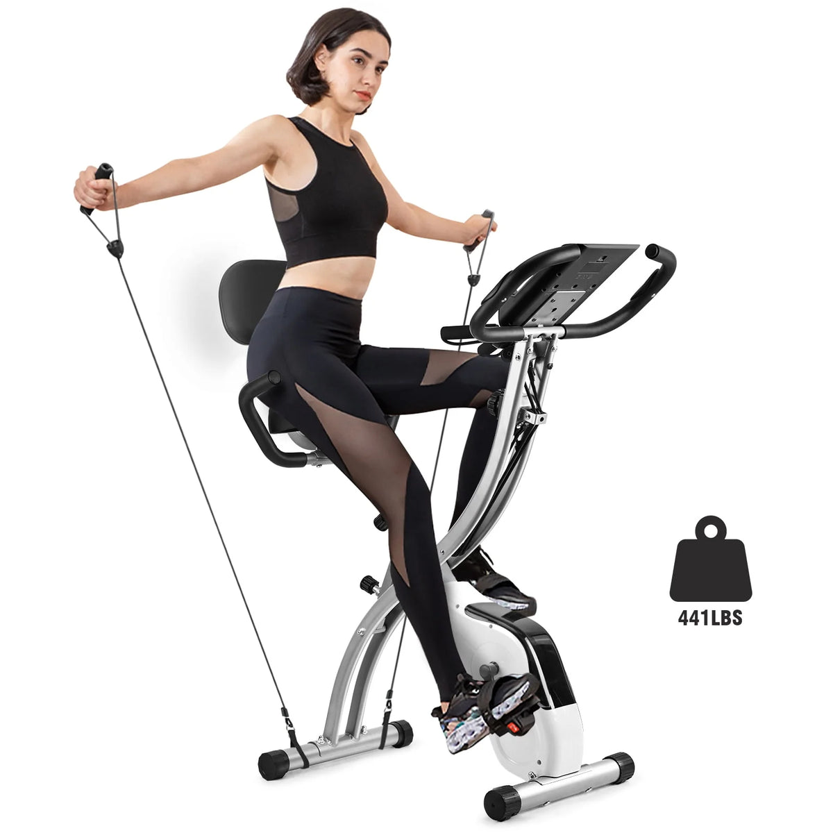 White Magnetic Folding Exercise Bike I52171
