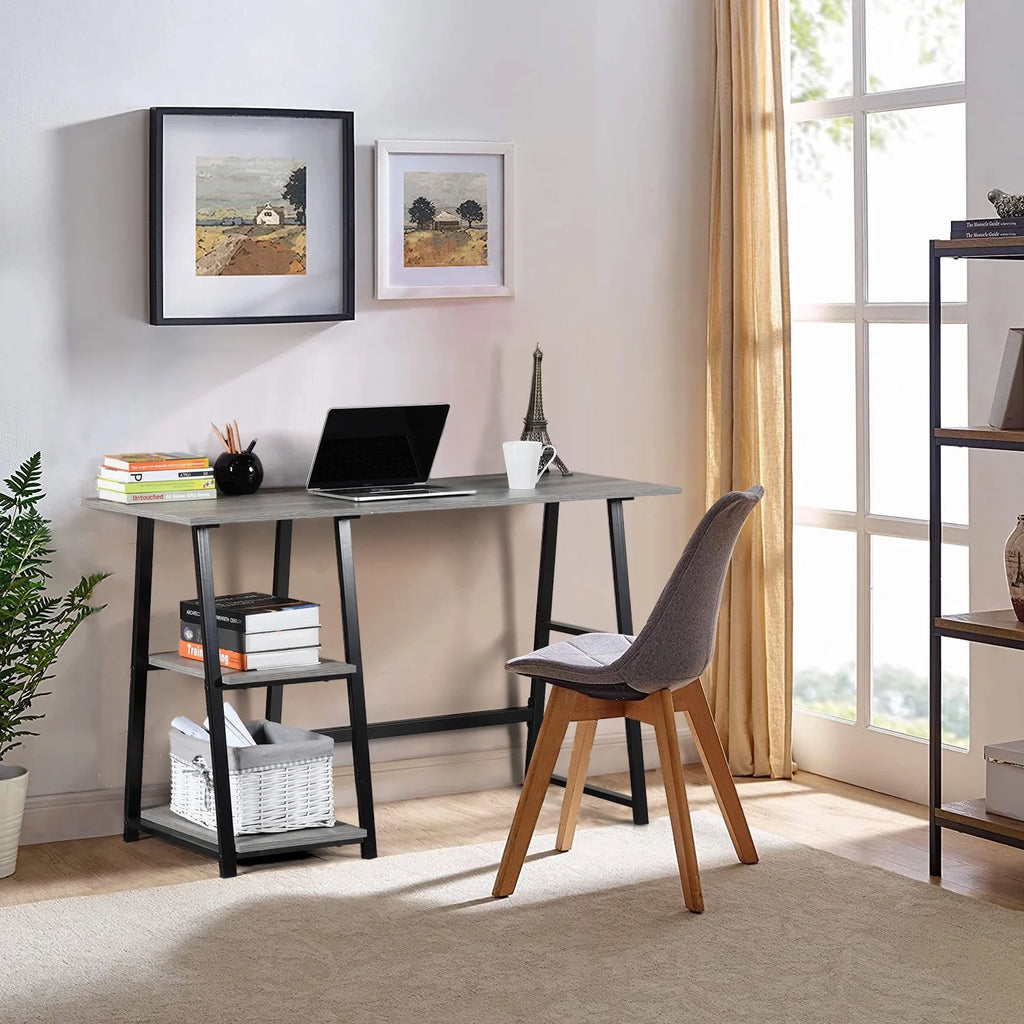 47'' Dark Grey Computer Writing Desk with 2-Tier Storage Shelves U25670