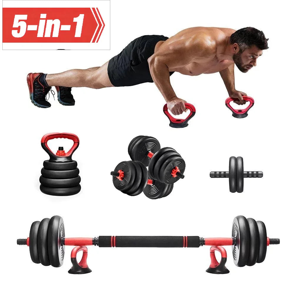 5 in 1 Adjustable Dumbbell Barbell Kettlebell Set 40LB A5004