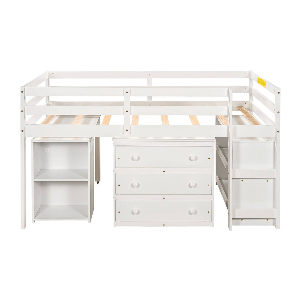 Twin Loft Bed with Cabinet and Rolling Desk K52454