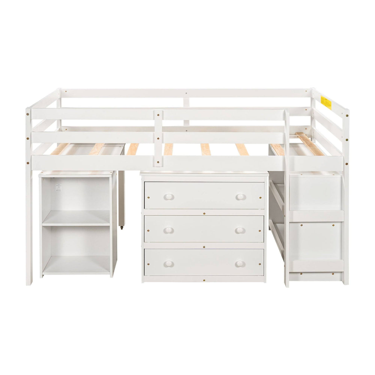 Twin Loft Bed with Cabinet and Rolling Desk K52454