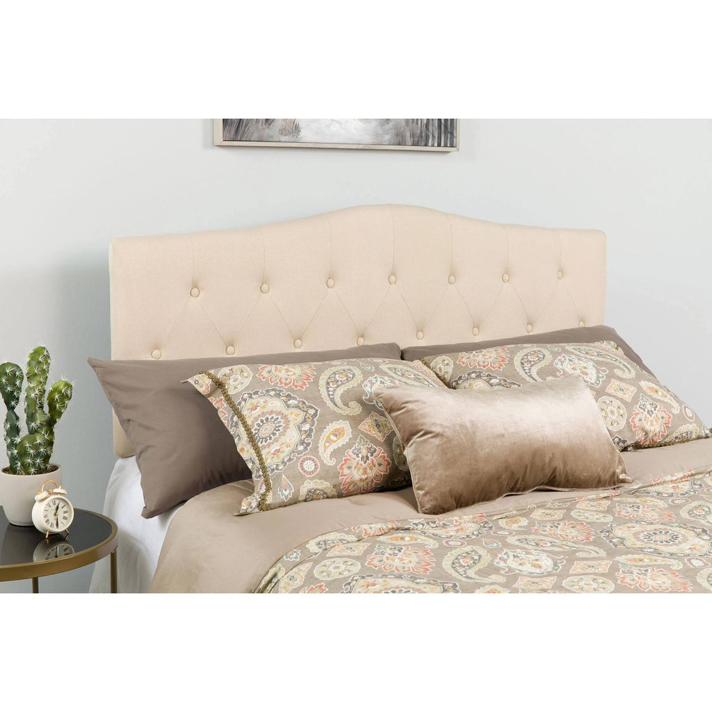 Beige Fabric Queen Size Upholstered Headboard R97523