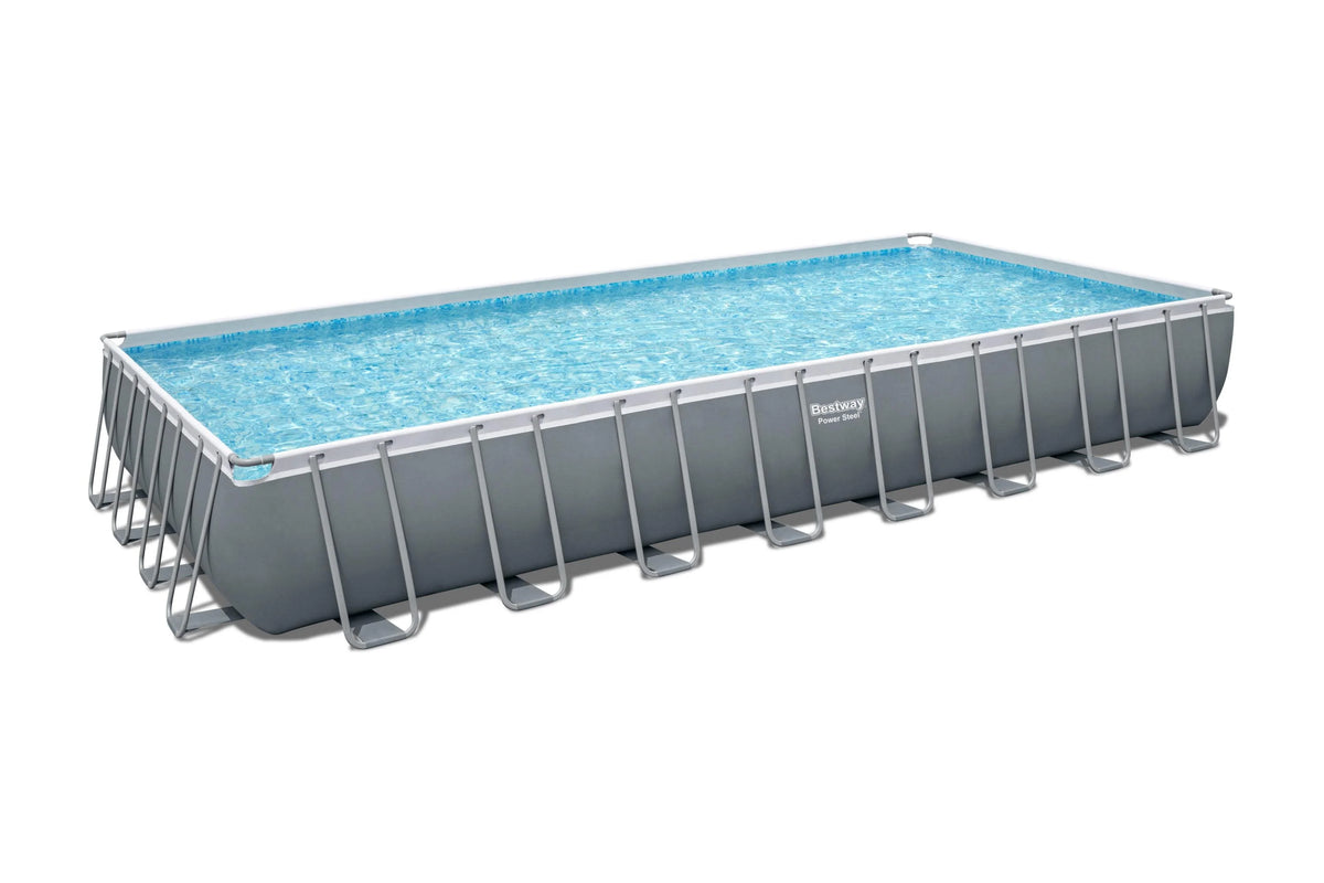 Power Steel 31'4 x 16' x 52 Rectangular Above Ground Pool Set L413353