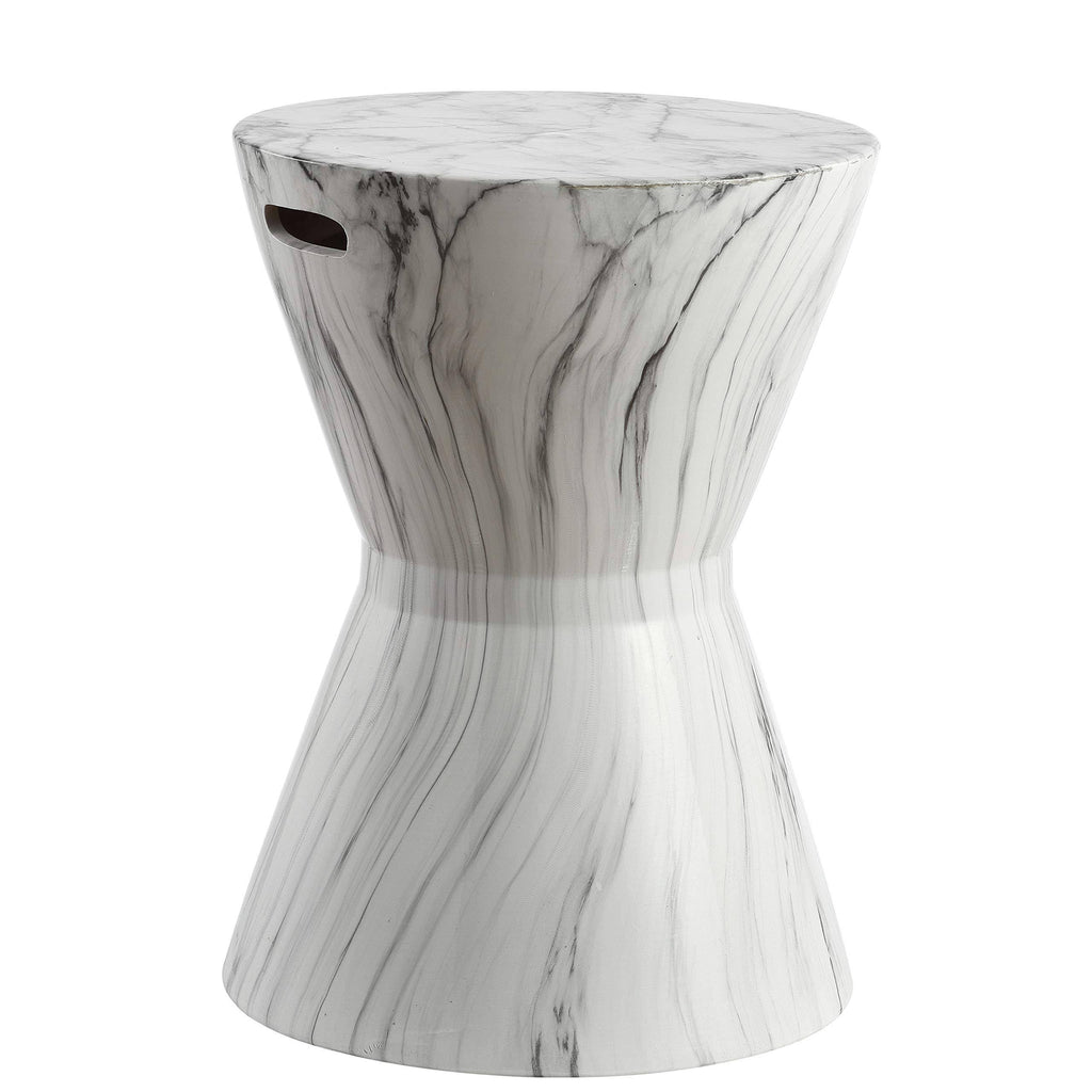 White Marble Finish Ceramic Garden Stool U39092