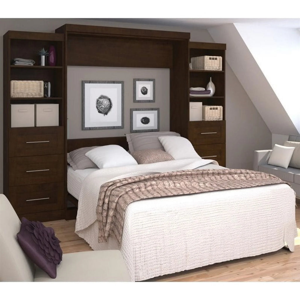 Queen Wall Bed with Storage and 3 Drawer Set V84440
