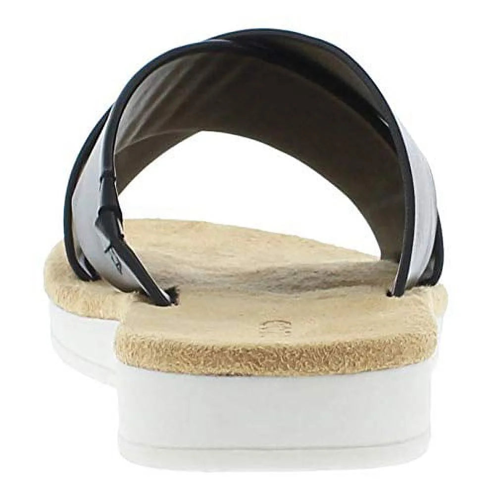 Black Leather Slip on Sandals G4868