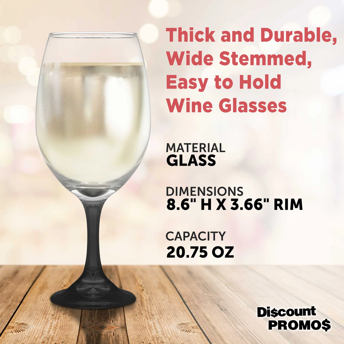 Wine Glasses 20.75 oz. Set of 10 Black V3731