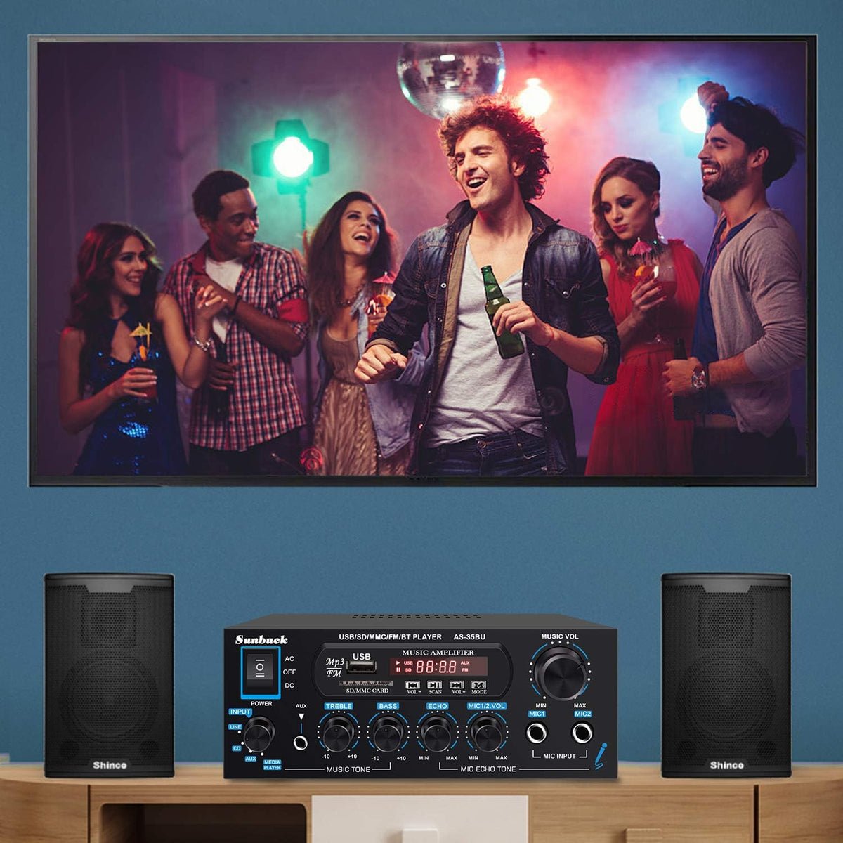 200W Dual Channel Wireless Bluetooth Stereo Amplifier Receiver Z801