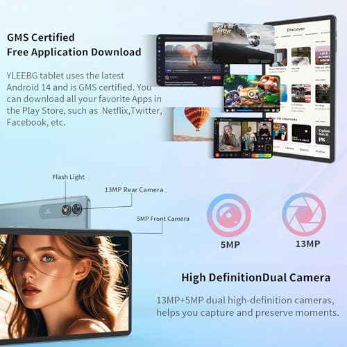Android 15 Tablet with Keyboard, 26GB+256GB, 10.1 Inch, 8000 mAh, 5G WiFi, Dual Camera, 2 in 1, Black M110